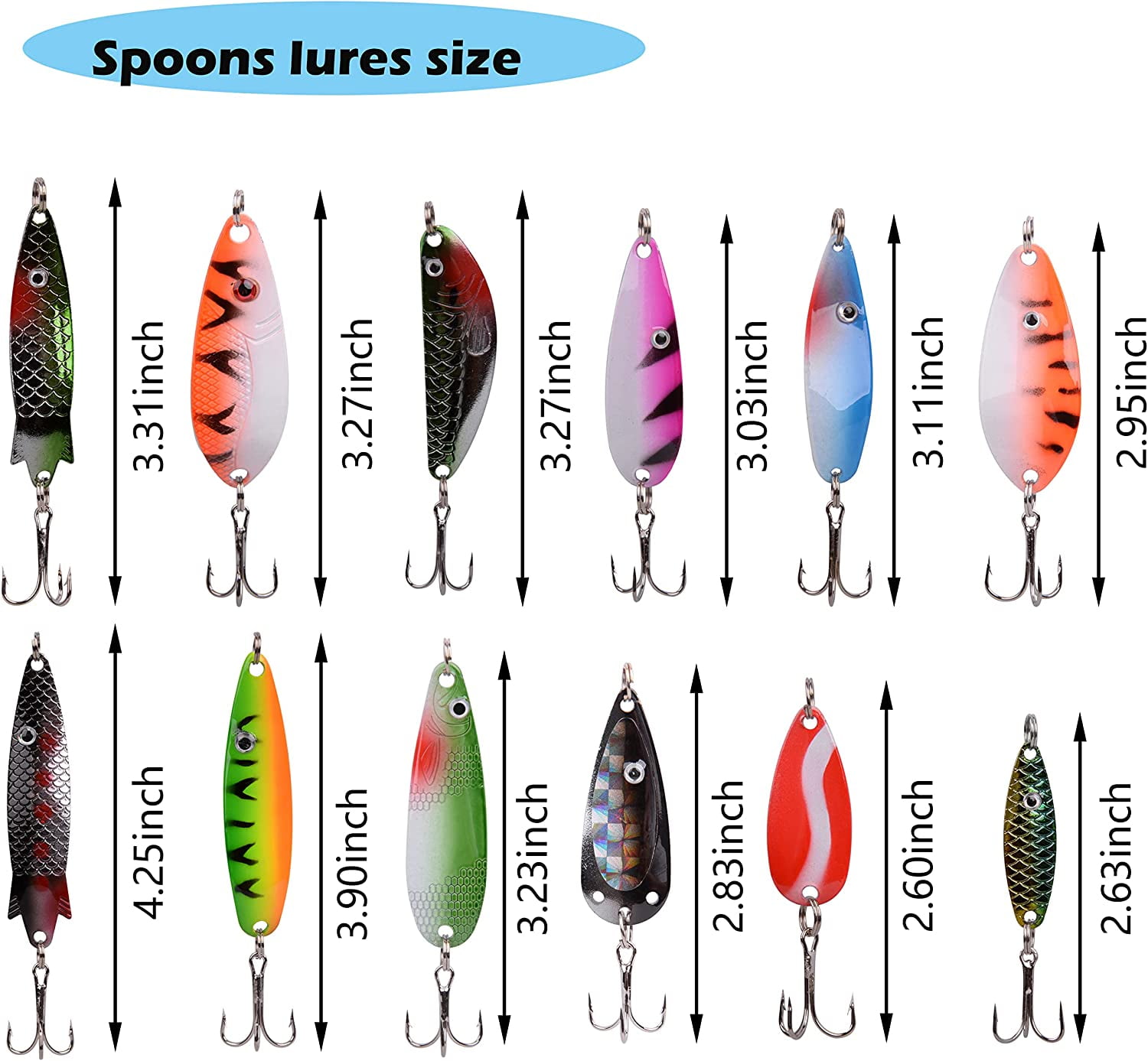 OROOTL Fishing Lures Kit, 30pcs Metal Spoon Lures Inline