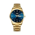 thumbnail image 2 of Resicozy Mens Watches Business Quartz Watch Stainless Display Date Casual Classic Round Watch Gold Blue, 2 of 4