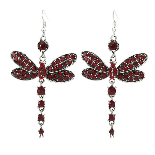 Retro Multicolor Diamond Tassel Insect Earrings Female Long Ear Jewelry