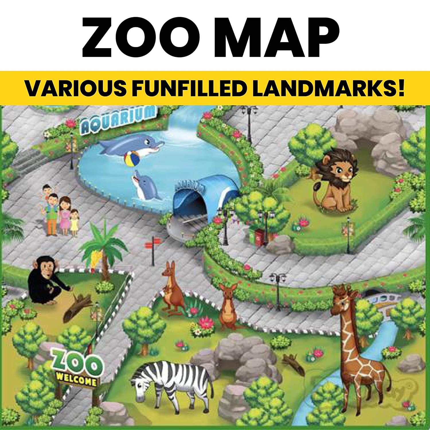Rollmatz - Zoo 3D Large Playmat - 78in x 47in