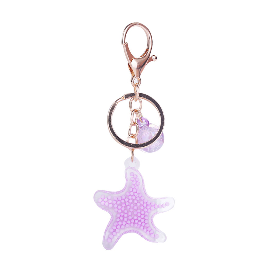 15 pcs fashion starfish colorful color biker keychain 