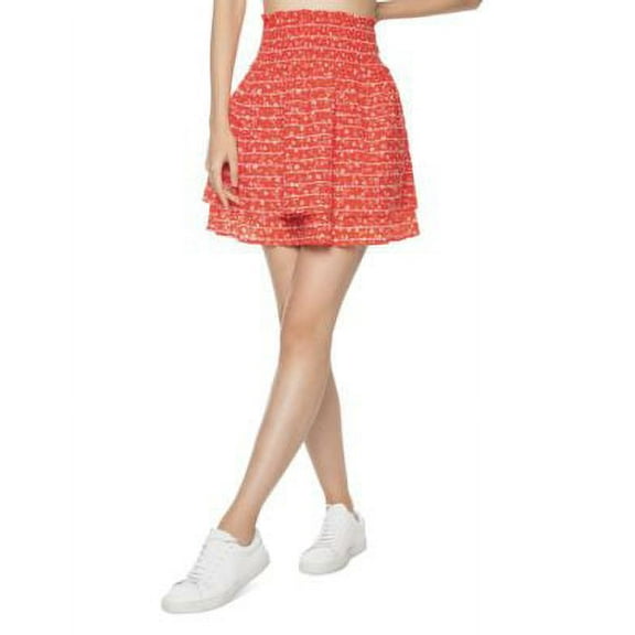 MSRP $64 Black Tape Women Floral Tiered Mini Skirt Red Size Medium