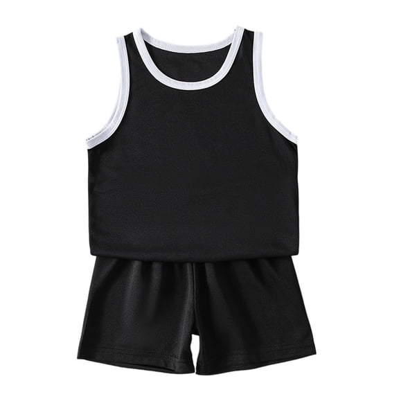 FSYBOA Boys Athletic Outfit Sets, Short Sleeve Casual 2 Piece Football T-shirts with Shorts Black Size 8T