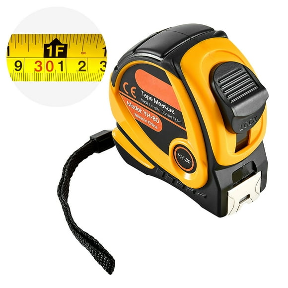KFFKFF Tape Measure 25 ft Length, Measuring Tape with Retractable, Imperial and Metric ft/m Dual-Scale & ABS Case & Easy Read Steel Measurement Tool