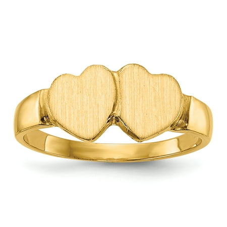14k Yellow Gold 7.0x7.0mm Closed Back Heart Signet Band Ring Size 6.00 Gifts For Women For Her