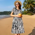 thumbnail image 4 of Uemuo Leopard And Zebra Print Womens Summer Dress Casual Swing Short Sleeve Sundresses Beach A-line Shift Dress, 4 of 6