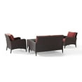 thumbnail image 4 of Kiawah 4Pc Outdoor Wicker Conversation Set Sangria/Brown - Loveseat, 2 Arm Chairs & Glass Top Table, 4 of 33