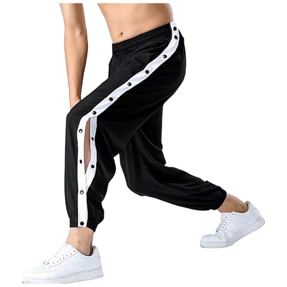 Glisme Womens Pants Sports Breasted Pants Button Up Trendy Sanitary Pants Loose Ankle Training Casual Pants Versatile Trousers Black