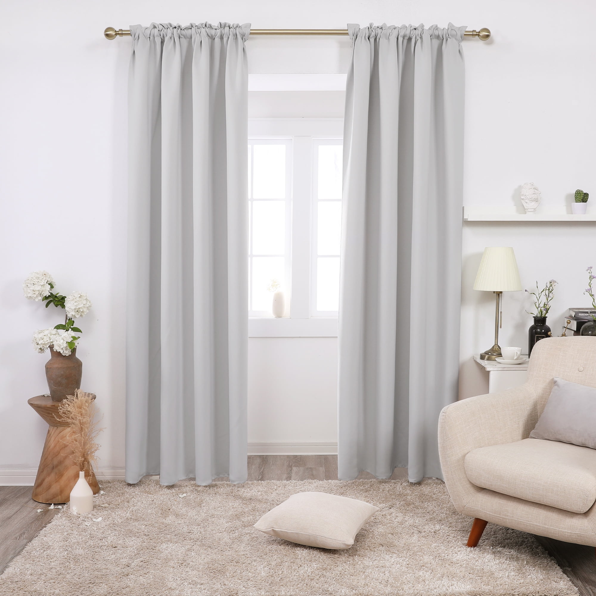 Grey-Wave 52X84Inch Deconovo Jacquard Luxurious Pattern Curtains with Rod Pocket Window Panels for Kids Room