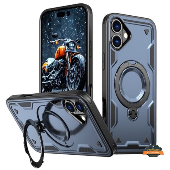 Xpression Phone Case For Apple iPhone 16 Pro Max (6.9") Ring Holder Case, Military-Grade Shockproof Protective Cover with Magnetic Kickstand [Compatible with Magsafe] Cover, Blue