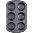 thumbnail image 1 of Molde para magdalenas GoodCook Everyday, antiadherente, acero, tamaño Jumbo, 6 tazas, gris, 1 of 7