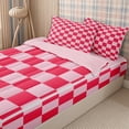 thumbnail image 3 of Homewish Classic Checkerboard Zipper Twin Comforter Sets with Fitted Sheet and 2 Pillowcases for Girls, Geometric Gingham Zipper Bedding Set, Hot Pink,Pink Reversible,4-Piece, 3 of 6