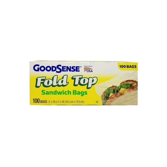 1 Pack GoodSense Fold Top Sandwich Bags, 100ct