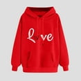 thumbnail image 2 of Ecqkame Oversized Sweatshirt for Women Heart Print Winter Hoodie Pullover Tops Long Sleeved Comfortable Athletic Sweatshirt with Pocket E-Red XL, 2 of 6