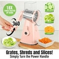 thumbnail image 6 of Emson Rotary Cheese Grater with Handle Hand Crank, Cheese Shredder with 3 Blades, Cheese Graters for Kitchen, Vegetable Shredder, Rotary Grater with Suction Cup Base, Dishwasher Safe, Pink, 6 of 6