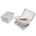 thumbnail image 2 of Unique Bargains 2 Layer Jewelry Box Plush Velvet Jewelry Organizer Case Storage Travel Gray, 2 of 7