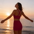 thumbnail image 3 of MGDXOX Women's 3 Piece Tankini Swimsuit Shorts Blouson Tank Tops with Bra and Boyshorts Athletic Swimwear Bathing Suit Wine M, 3 of 8