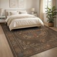 thumbnail image 3 of ODIKA 8'x10' Washable Area Rug Farmhouse Earthy Distressed Border Circle Cowboy Grain Vintage Playful for Living Room, Under Sectional, Family , Durable, Non-Slip, 3 of 7