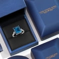 thumbnail image 5 of Gem Stone King 7.58 Cttw 12X10MM London Blue Topaz and 2MM White Lab Grown Diamond 3 Stone Engagement Ring for Women in 925 Sterling Silver | Gemstone Birthstone | Size 5,6,7,8,9, 5 of 6