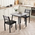 thumbnail image 1 of 3-Piece Retro Dining Set for 4 - Space-Saving Table & 2 Upholstered Benches, Chamfer Design Metal Frame Kitchen Furniture for Small Spaces/Apartments, 1 of 8