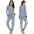thumbnail image 6 of Women's Plaid Pajamas Set Long-sleeved Pajamas Soft Home Service Two-piece Set, 6 of 7