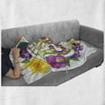 thumbnail image 6 of Mardi Gras Soft Flannel Fleece Blanket, Blazon with Flourishing Colorful Flowers Coat of Arms Masquerade Holiday Theme, Cozy Plush for Indoor and Outdoor Use, 60" x 80", Multicolor, by Ambesonne, 6 of 6