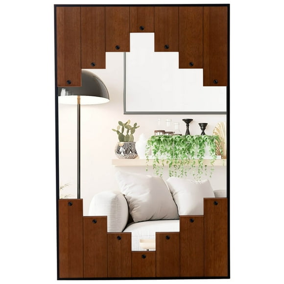 Gymax Decorative Rectangle Wall Mirror 37.5'' x 26.5'' Large Wall Mirror Black