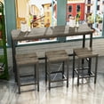 thumbnail image 2 of Long Dining Table With 3 Stools In Brown Gray. And Metal Structure. Comfortable Foot Rests. Fits Multiple Room Types. Easy Assembly Maintenance. Supports 160 Lbs, Stool 220 Lbs Gray Hue. Framework, 2 of 6