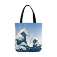 thumbnail image 2 of ASHLEIGH Vintage Waves of Painting Canvas Tote Bag Tote Shopping Bag Washable Grocery Tote Bag, Craft Canvas Bag for Women Men Kids, 2 of 3