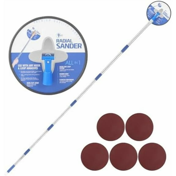 85 Inch Radial Round Pole Sander with Extension Pole, Manual Hand Drywall Sander for Walls and Ceilings, Includes 5pcs Sanding Sheets (80, 100, 120, 180, 240 Grit)$$Tools & Hardware Other