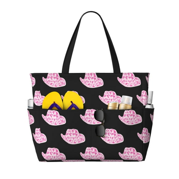 Disketp Cowboy Hat Bolsa de Playa de Gran Capacidad, Bolso Impermeable y a Prueba de Arena para Mujer, Ideal para Playa, Piscina y Natación
