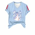 thumbnail image 4 of T-Shirt à Manches Courtes pour Femmes Articles en Liquidation Chemises de Baseball pour Femmes Festival de Baseball Couleur Unie Imprimé Col en V Manches Courtes, 4 of 6