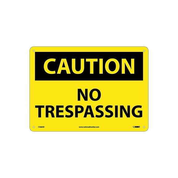 National Marker No Trespassing 10X14 .040 Aluminum Caution Sign C566AB