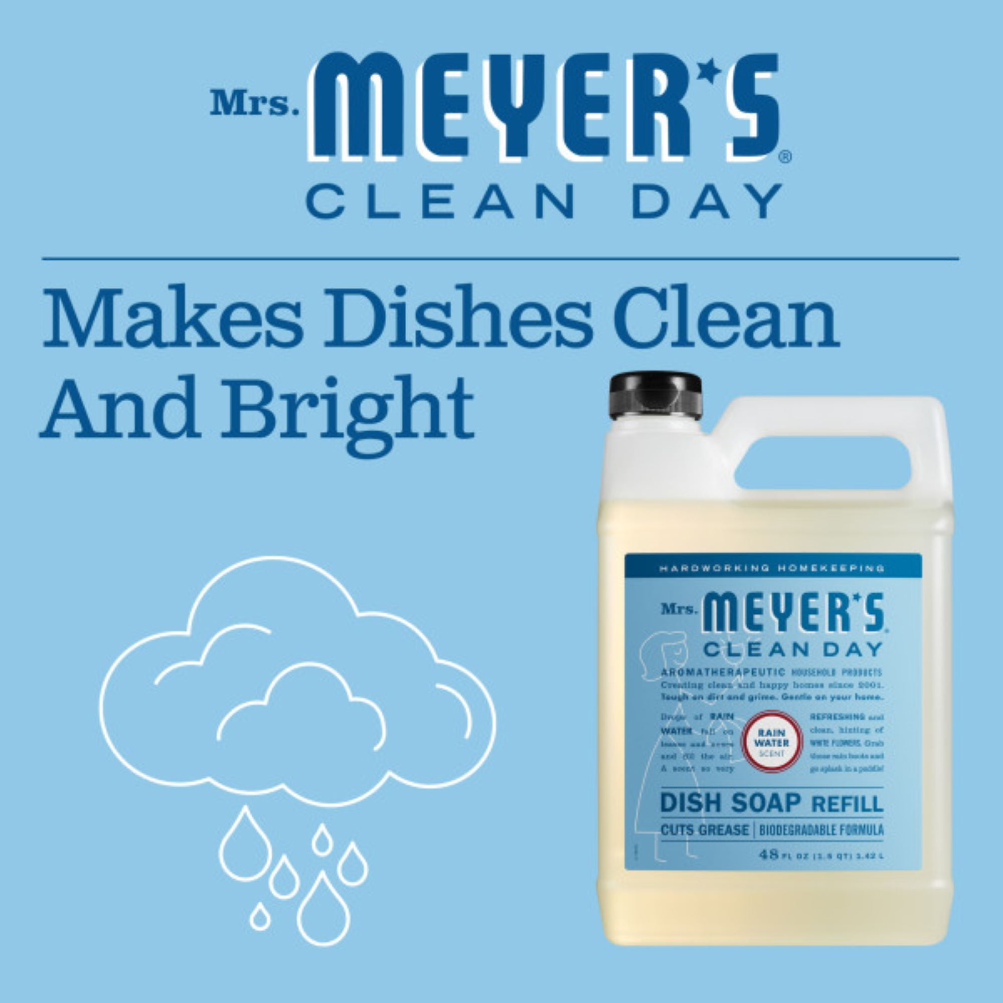 Mrs. Meyer's Clean Day Liquid Dish Soap Refill, Rain Water Scent, Bottle