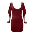 thumbnail image 6 of LYXSSBYX Women Long Sleeve Fall Drees for Women Sexy V-Neck Cocktail Mini Dress Straples Party Pencil Short Dresses, 6 of 6