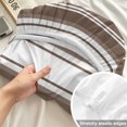thumbnail image 4 of Twin XL Size Fitted Sheet Set - Brown Striped 2 Piece Bedding Sets 16" Deep Pocket Fitted Sheet with 1 Pillowcases, Modern Thin Line Vertical Stripes Brushed Microfiber Hotel Luxury Bed Sheets, 4 of 9