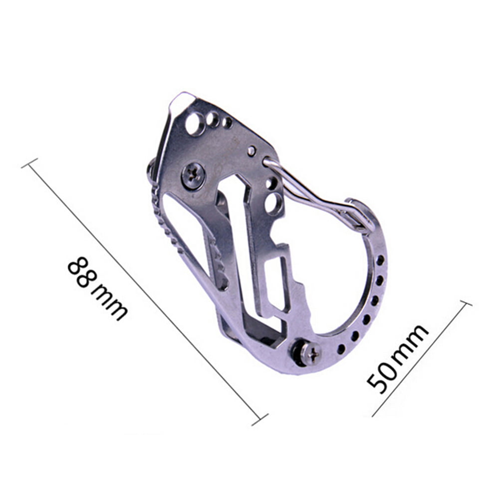EDC Stainless Multi Tool Keychain Key Holder Wrench Quickdraw Carabiner Gua.YU 