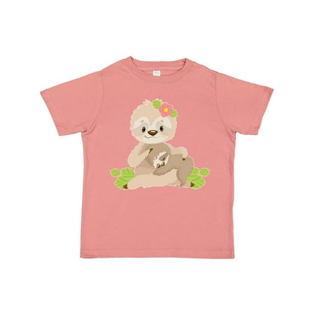 

Inktastic Sloth Mom with Baby Sloth and Flowers Gift Toddler Boy or Toddler Girl T-Shirt