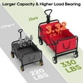 thumbnail image 4 of Collapsible Wagon Folding Wagon Garden Cart with Large Capacity, Portable Utility Wagon Cart Heavy Duty for Beach Camping Shopping Garden, Red, 4 of 9