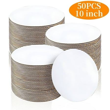 Kabuer Cake Boards 50 Pcs,  Cake Tray Round, Disposable Paper Plates, 10 inch, Paper