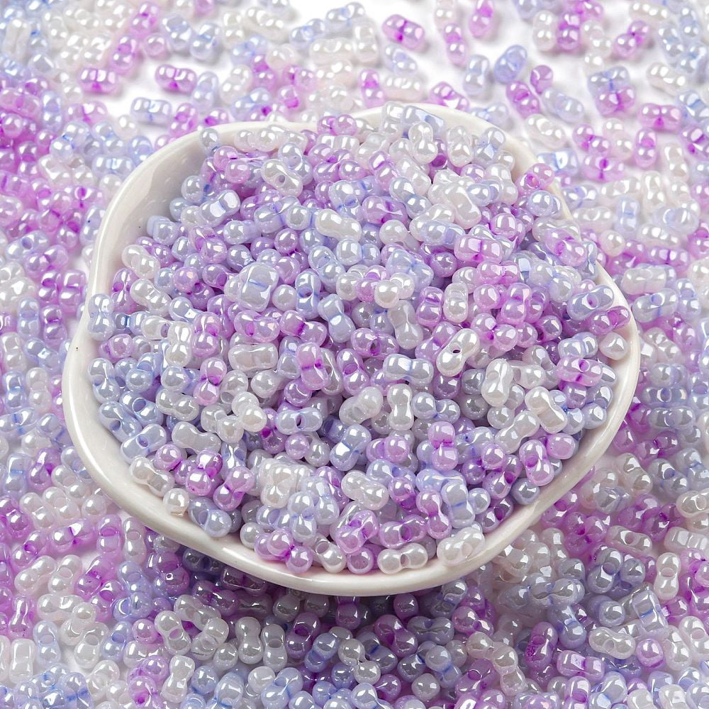 1pound Glass Seed Beads Opaque Colours Luster Peanut Colorful 6x3x3mm Hole: 1.2mm about 4000pcs/pound