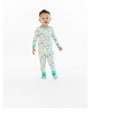 thumbnail image 2 of Sleep On It Infant Boys 2-Piece Super Soft Jersey Snug-Fit Pajama Set with Matching Socks - Neon Zoo - White, 18M, 2 of 4