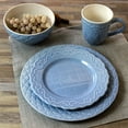 thumbnail image 7 of Gibson Home 126950.16 Quilted Eyelet Round Fine Ceramic Dinnerware Set, Blue - 16 Piece, 7 of 7