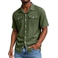 thumbnail image 3 of Cmfcve Mens Short Sleeve Shirts Classic Lapel Collared Button Down Shirts Dressy Casual Summer Tops with Chest Pockets, 3 of 8