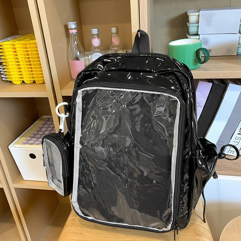 Hzzsbu Ita Bag Clear Backpack Heavy Duty PVC Transparent Backpack Multiple Pockets Bookbag for Concert Work Security Travel Festival