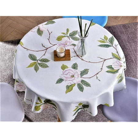 

Round Tablecloth - Waterproof Polyester Round Tablecloth 63 Inch. Light Blue Floral Tablecloth is The Ideal Round Table Cover for All Occasions