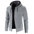thumbnail image 3 of Jinda Men's Long Sleeve Sweater Hooded Outerwear Fall Fitted Zip Up Soft Fleece Cozy Casual Winter Knitwear Grey 40, 3 of 4