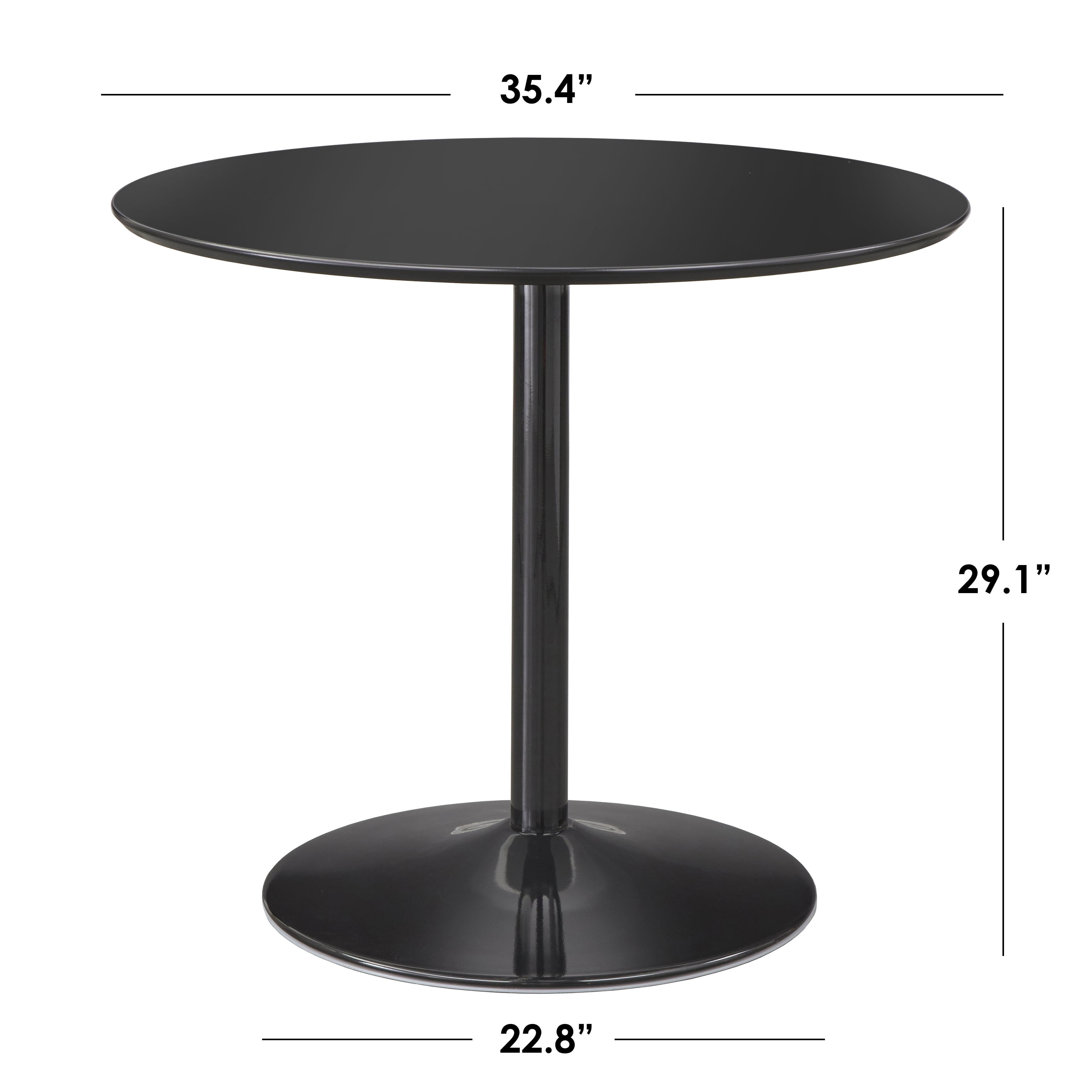 TMS Eldon Round Indoor Metal Pedestal Dining Table, Black