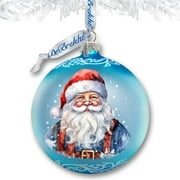 3 x 3.5 in. Santas Magical Presence Ball Glass Ornament Christmas Santa Snowman Decor
