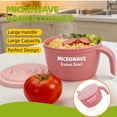 thumbnail image 2 of 45oz Microwave Ramen Bowl Set, 5-Piece Polypropylene Material, Microwave Pasta Cooker, Dorm Essential Gift, Pink, 2 of 7